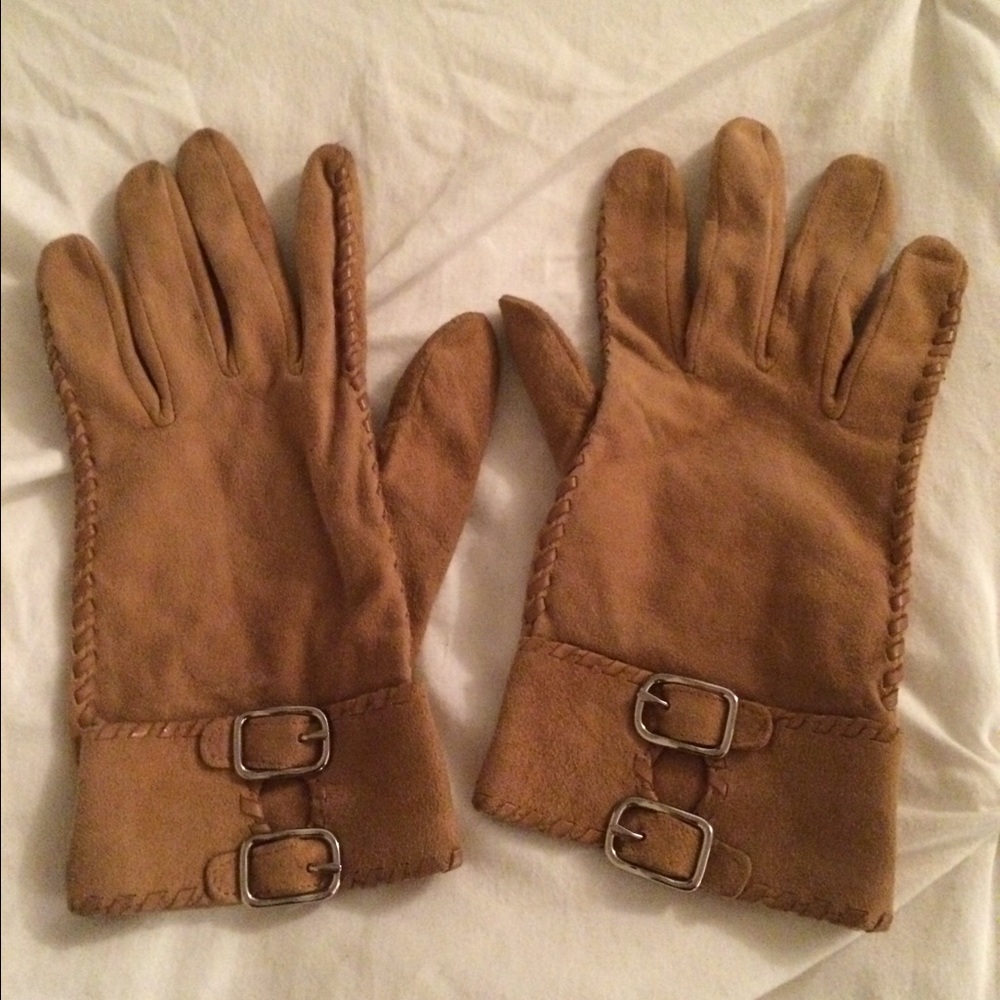 Coach golden brown suede like gloves